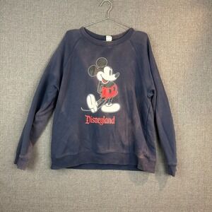 Vintage Disneyland Mickey Mouse Navy‎ Blue Crewneck Sweatshirt Adult XL